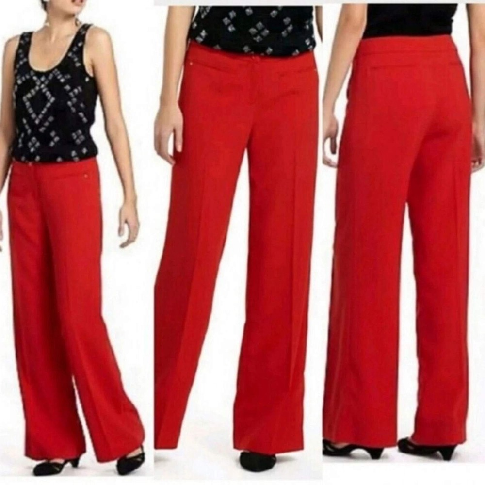 Leifsdottir Anthropologie Red Wide Leg Career Dress Pants High rise NWT Size 12‎